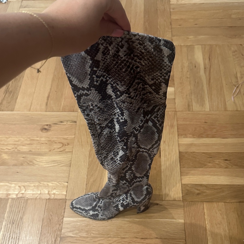 Snakeskin Pattern Knee-High Boots
